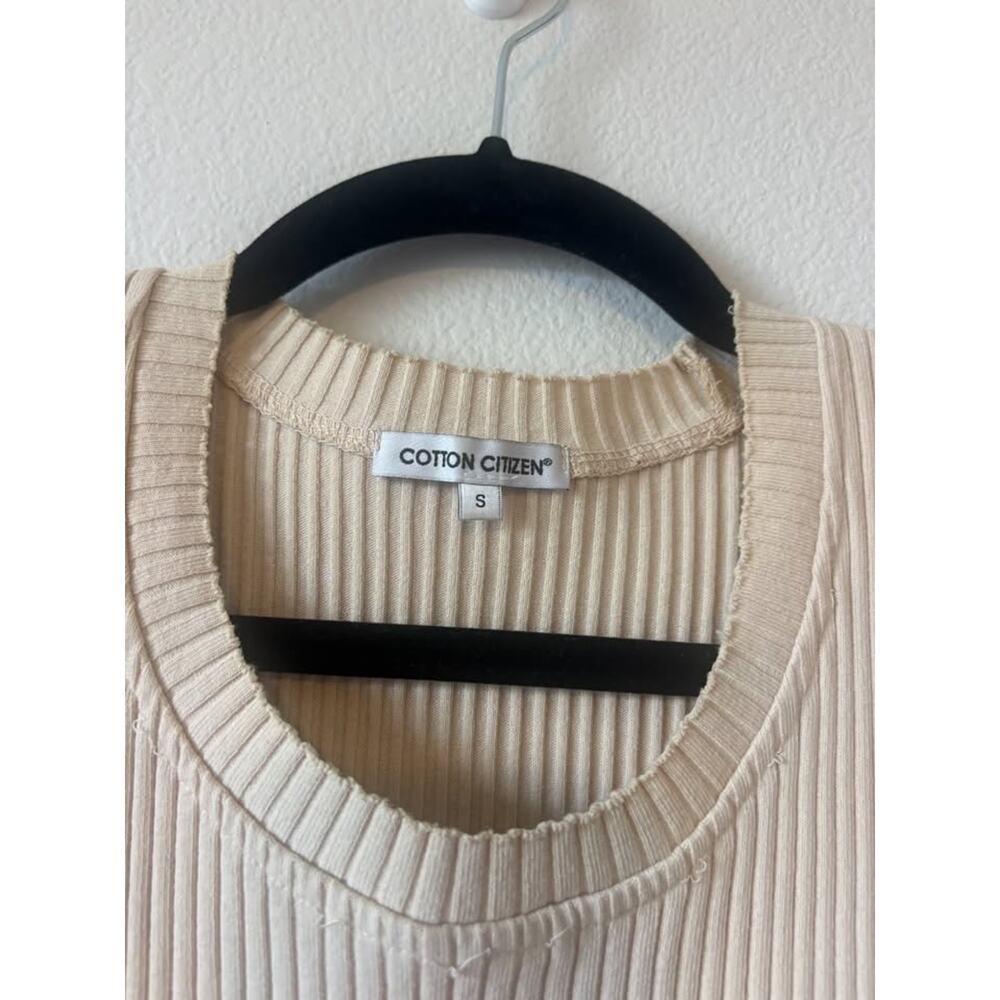 Cotton Citizen Beige Ribbed Racerback Crop Tank - S - Picture 2 of 3